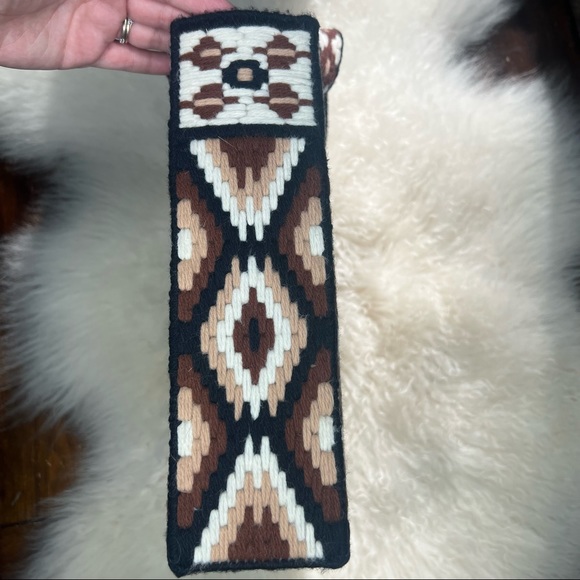 Vintage hand woven and stitched southwestern diamond print yarn handbag purse - Picture 9 of 16